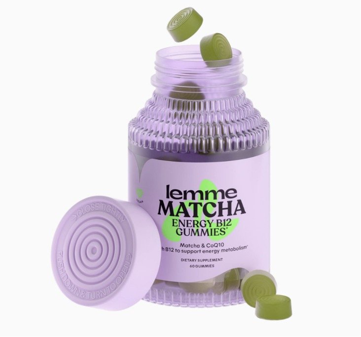 Lemme Matcha Superfood Energy Gummies with Organic Matcha Green Tea, Vitamin B12 and Antioxidant CoQ10 to Support Cellular Energy, Metabolism & Healthy Skin - Vegan, Gluten Free, Non GMO (60 Count)