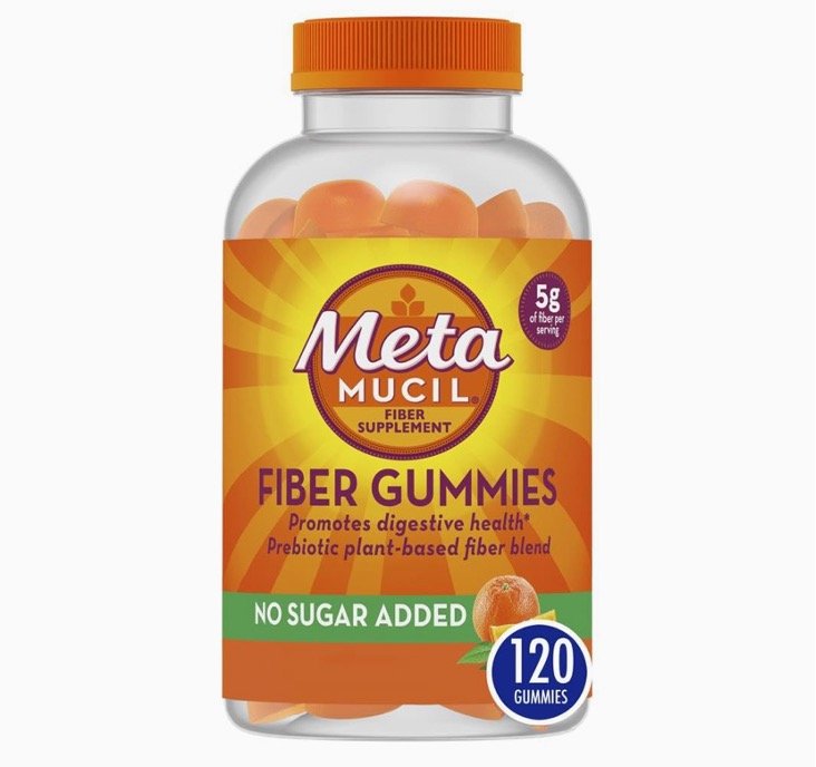 Metamucil Fiber Gummies for Adults, No Sugar Added Orange Flavor, 5g Prebiotic Plant Based Fiber Supplement Blend