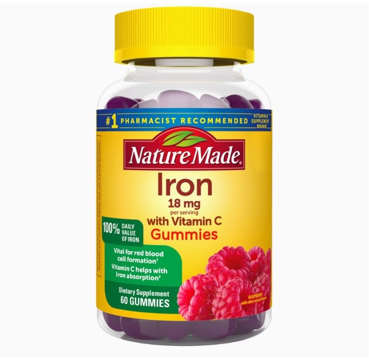 Nature Made Iron 18 mg per serving with Vitamin C, Dietary Supplement for Red Blood Cell Support, 60 Gummies, 30 Day Supply