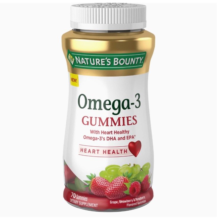 Omega-3 Gummies by Nature\'s Bounty, Dietary Supplement with Heart Healthy Omega 3\'s DHA and EPA, Fruit Flavored Gummy Dietary Supplements for Adults