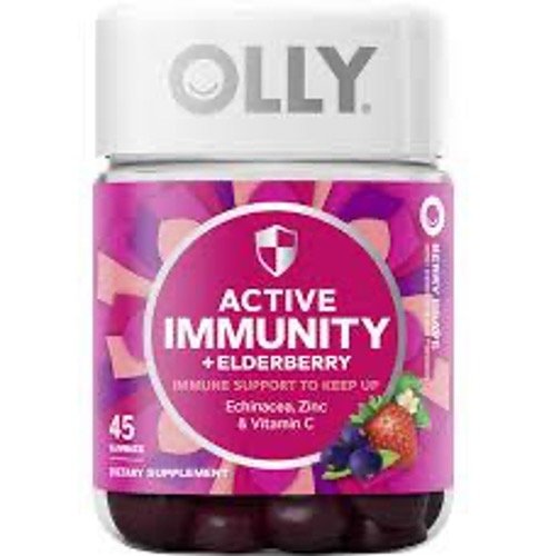 Olly Gummy Active Immunity+Elderberry, 45 Gummies (1 Pack), Berry Flavor