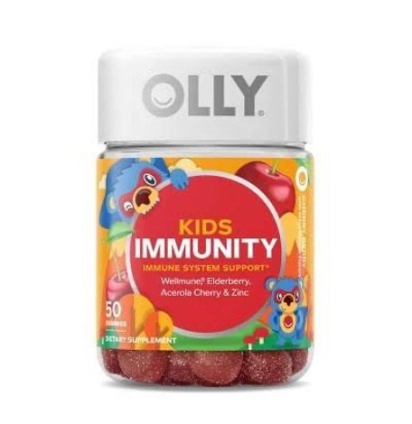 OLLY Kids Immunity Gummy, Immune Support, Wellmune, Elderberry, Vitamin C, Zinc, Chewable Supplement, Cherry - 50 Count