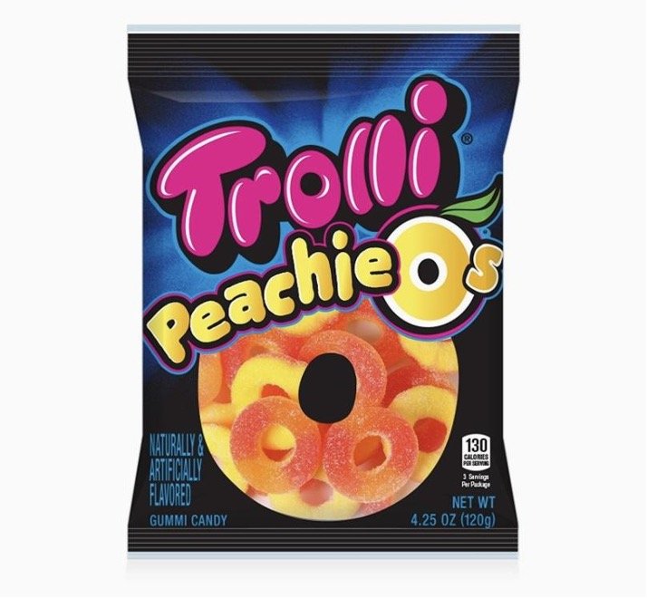 Trolli Peachie O\\\'s Sour Gummy Rings Candy, 4.25 Ounce, Pack of 12