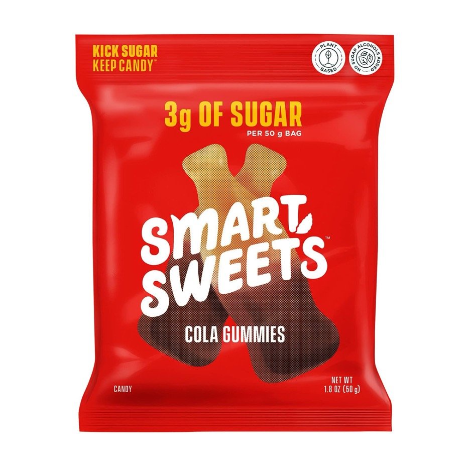 Smart Sweets Cola Gummies, 1.8oz (Pack of 12), Candy with Low Sugar (3g), Low Calorie (100), No Artificial Sweeteners, Vegan, Plant-Based, Gluten-Free, Healthy Snack for Kids & Adults