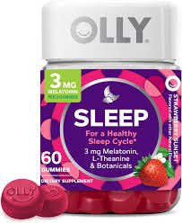 OLLY Sleep Gummy, Occasional Sleep Support, 3 mg Melatonin, L-Theanine, Chamomile and Lemon Balm Extracts, Sleep Supplement, Blackberry Flavor